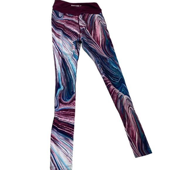 Gymshark Strada Earth full length leggings maroon teal print size Small - Picture 6 of 9